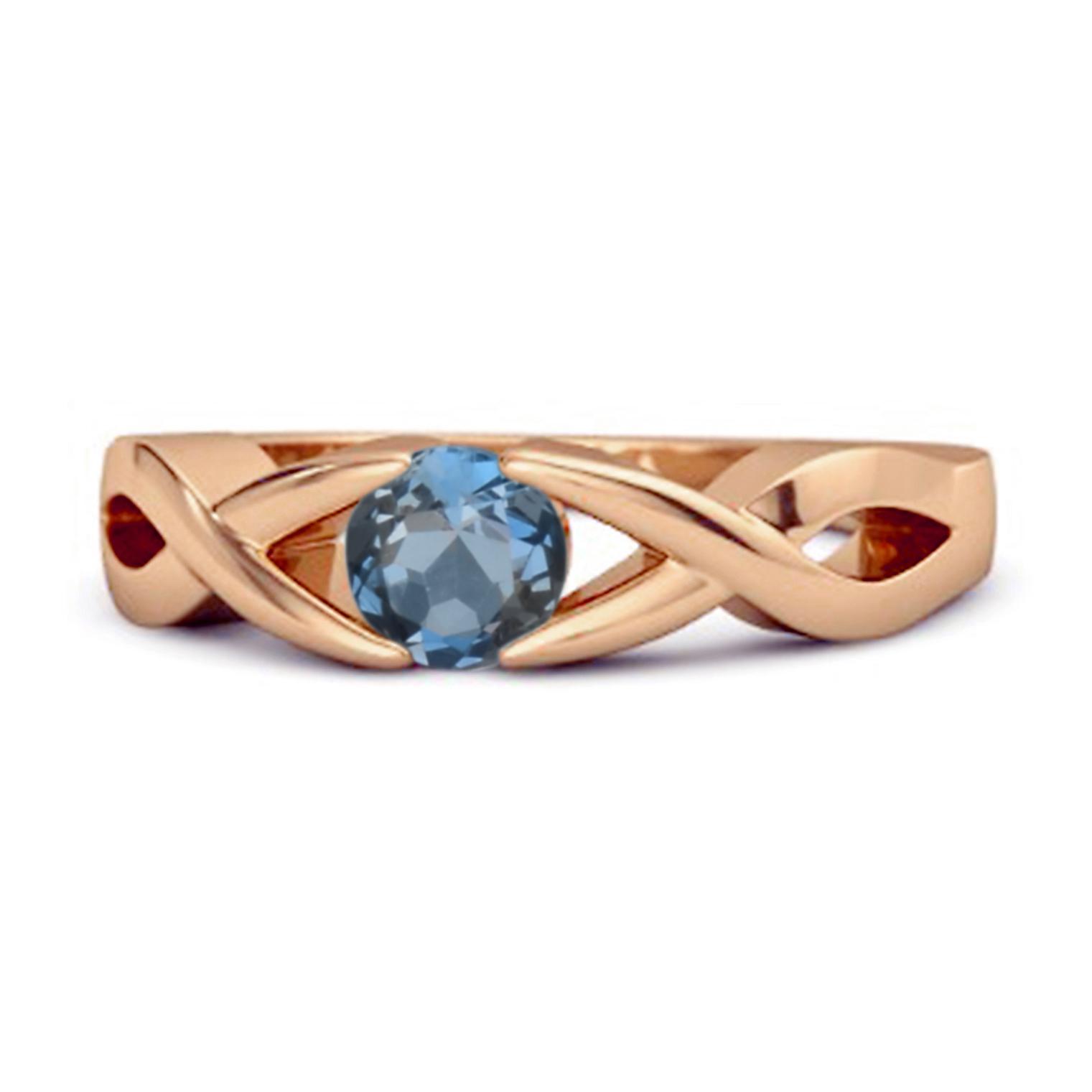 London Blue Topaz Twisted Vine Band Ring - 925 Sterling Silver Rose Gold Vermeil 9