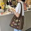 Large Capacity Shoulder Bag Cute Embroidery Versatile Literary Drawstring Lazy Wind Spring And Summer Candy Color