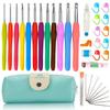 12/37pcs Ergonomic Crochet Hook Set Extra Long Kit Crochet Needles Knitting Crochet Tricot Accessories For Beginners Comfortable