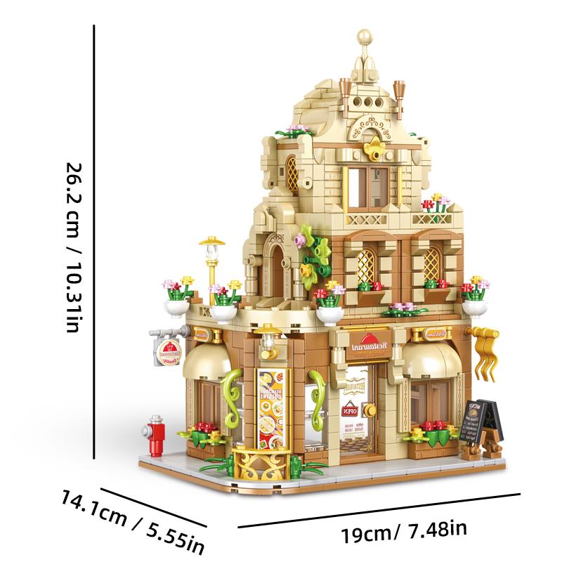 City Series Street View Building Blocks Restaurant Model House Building Set Girlfriend Gift Desk Decoration Boy Gift Kids Toy