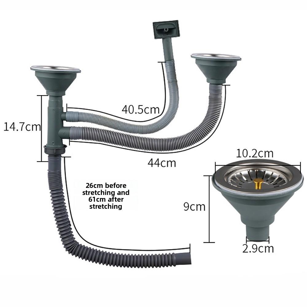 Flexibler Küchenspülenablauf Edelstahl Abwasserrohrset Langlebiges Ablaufrohr Badezimmerspüle
