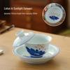 underglaze hand-painted blue and white lotus, 150ml