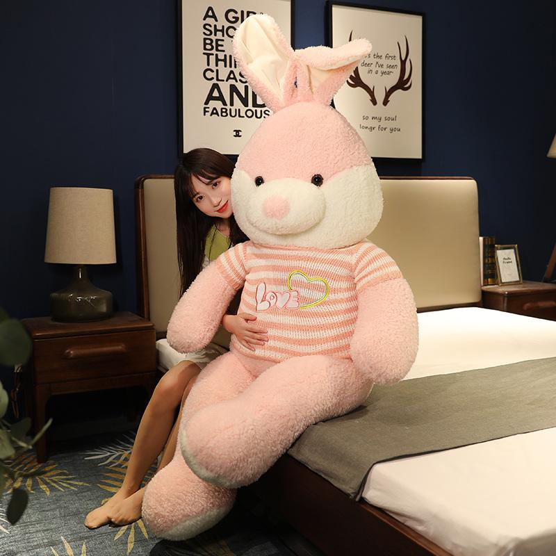 Giant Kawaii Plush Rabbit Toy Lovely Sweater Rabbit Pillow Bunny Stuffed Soft Animal Doll for Baby Children Appease Gifts