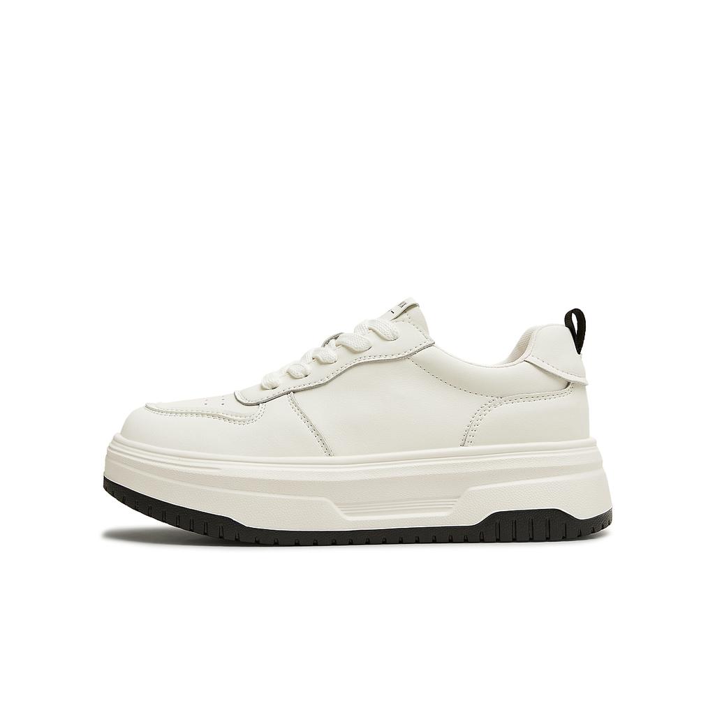 Tianmei Yi Women's Lace-Up Thick-Soled White Shoes