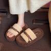 Home lamb wool new autumn and winter cotton slippers thick-soled fluffy slippers women's wear feels warm