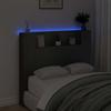 Storage Headboard with LED Black Wood Based Material