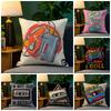 Pop Art Retro Cassetteband Kussensloop Natuurlijk Linnen Kussensloop Dubbelzijdig Decor Bank Kussensloop Woondecoratie