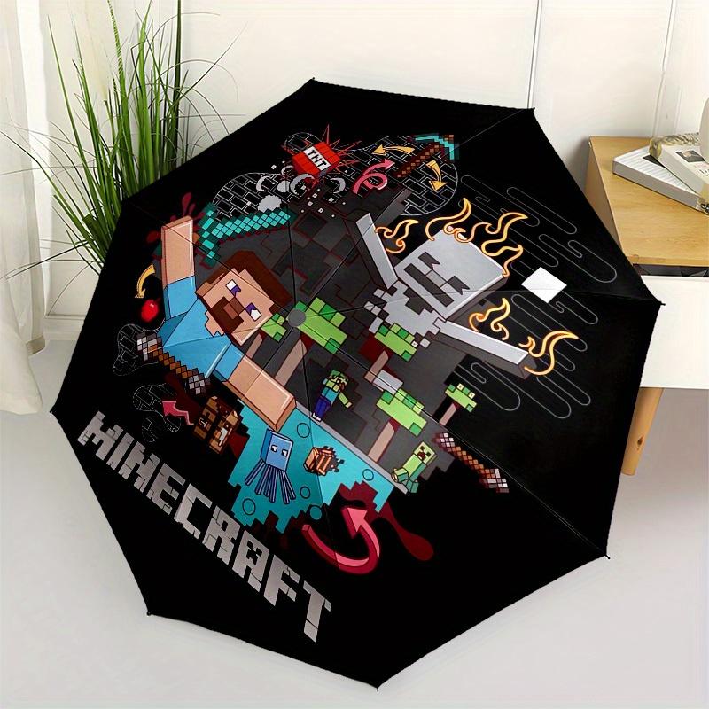 1pc Minecraft Adventure Pixel Art Umbrella with Plastic Handle,Suitable for All Seasons Home Travel Outdoor UmbrellaM1077