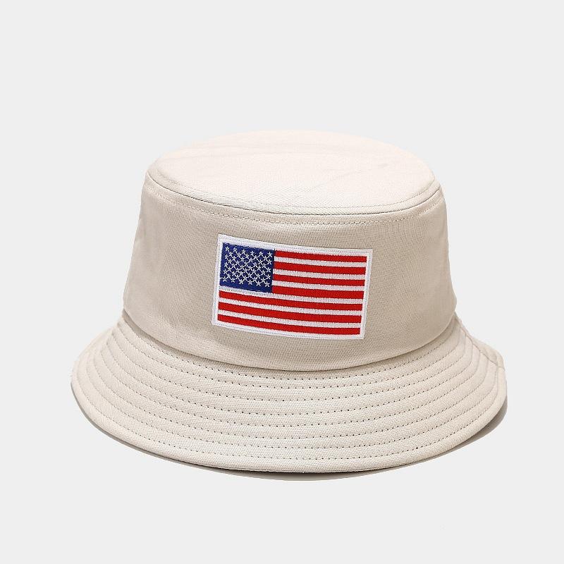 Hot Sale American Flag Labelled Bucket Hat Men and Women Embroidered Sunscreen Basin Hat Sun Hat