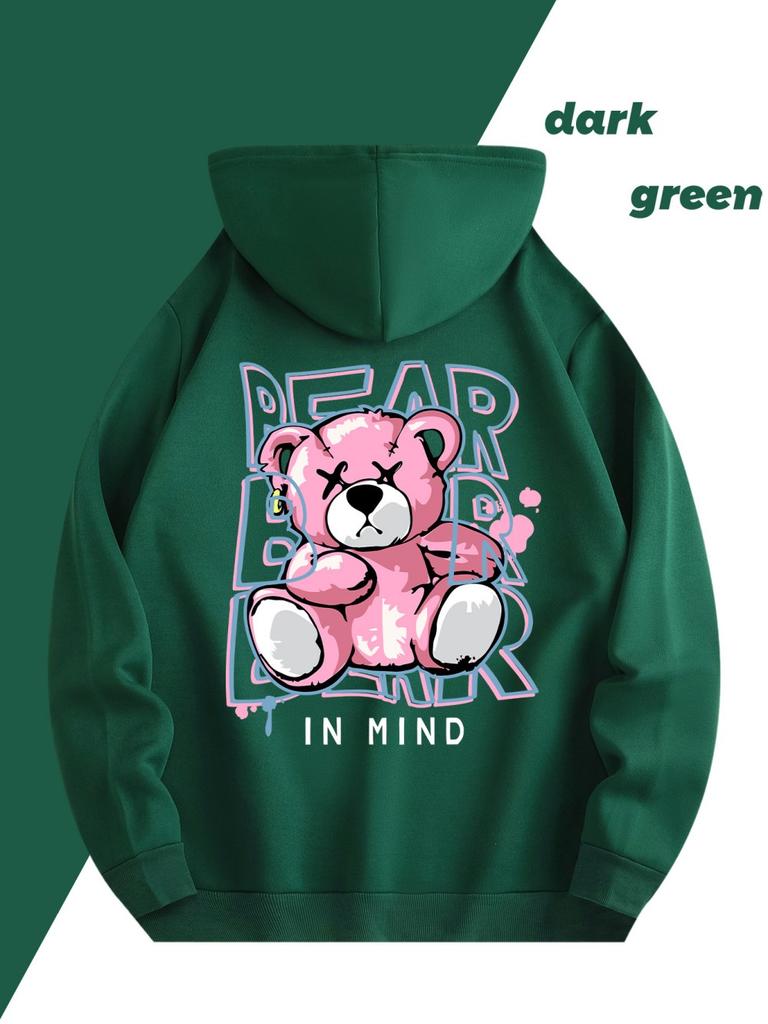 2025 Neue Herbst Herrenmode Bär Gedruckt Weicher und Bequemer Hoodie Outdoor Vielseitige Streetstyle Kleidung