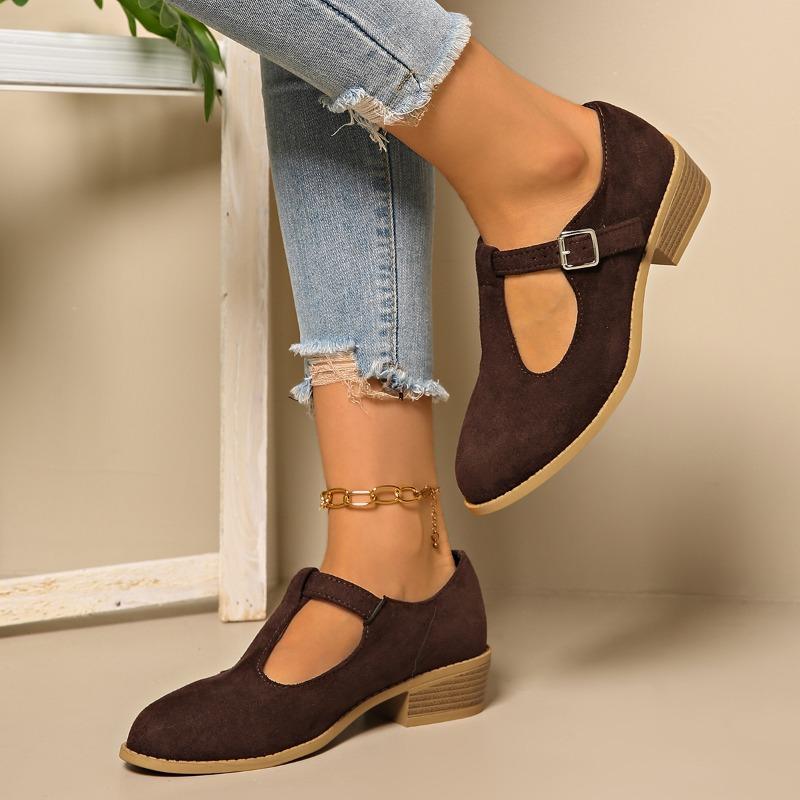 Women’s Low Heel Buckle Slip-On Ankle Boots