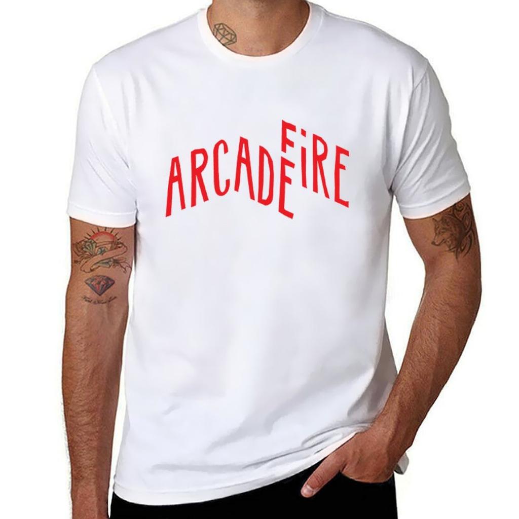 Red Logo of Arcade Fire TShirt Running Performance Short Sleeve Tee