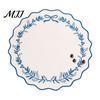 Heat Resistant Table Mats for Hot Dishes Embroidered Round Placemat, 15 Inch Scalloped Leaf Bow Embroidery Durable Fabric Kitchen Washable Insulation