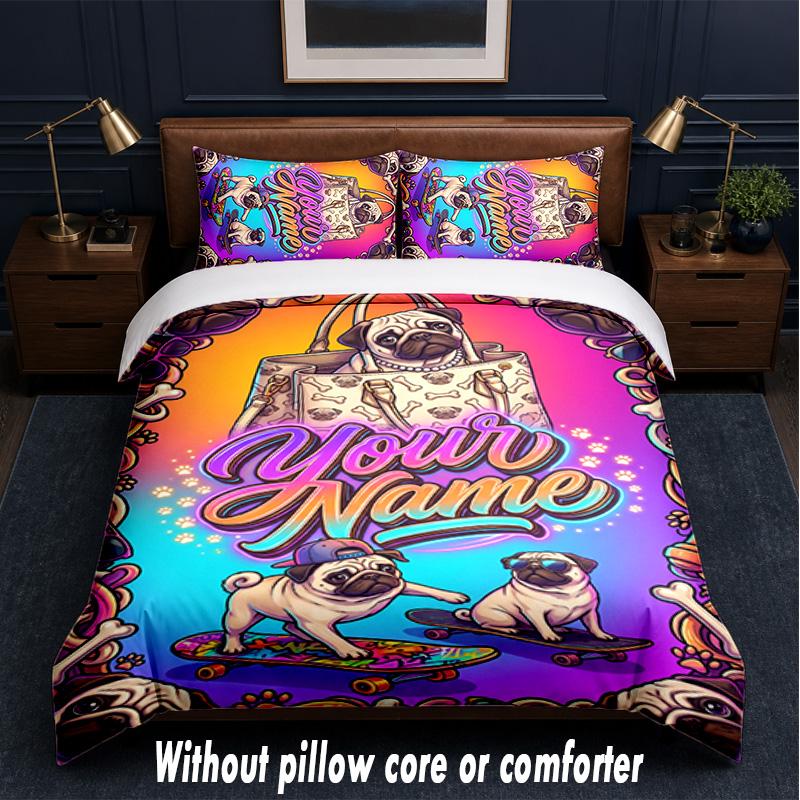 Celebration Party Theme Custom Text Or Name 3Pcs Bedding Set,1 Flat Sheet & 2 Pillowcases Personalized Home Bedding