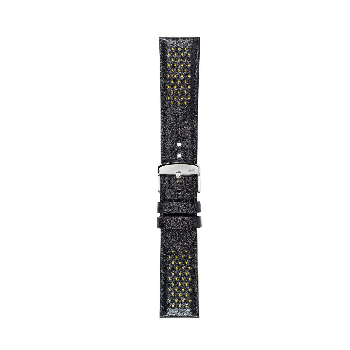 

MORELLATO Calfskin Watch Strap, Waterproof Backing, RALLY Series, 20mm, BlackYellow, Includes Replacement Tool [Official Import] X5272C91197020