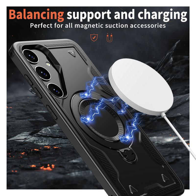 For Samsung S24 Plus Ultra S23 Fe A55 A35 A14 5g 360 Rotating Stand for Magsafe Magnetic Support Car Function Tpu Hard Slim Cover