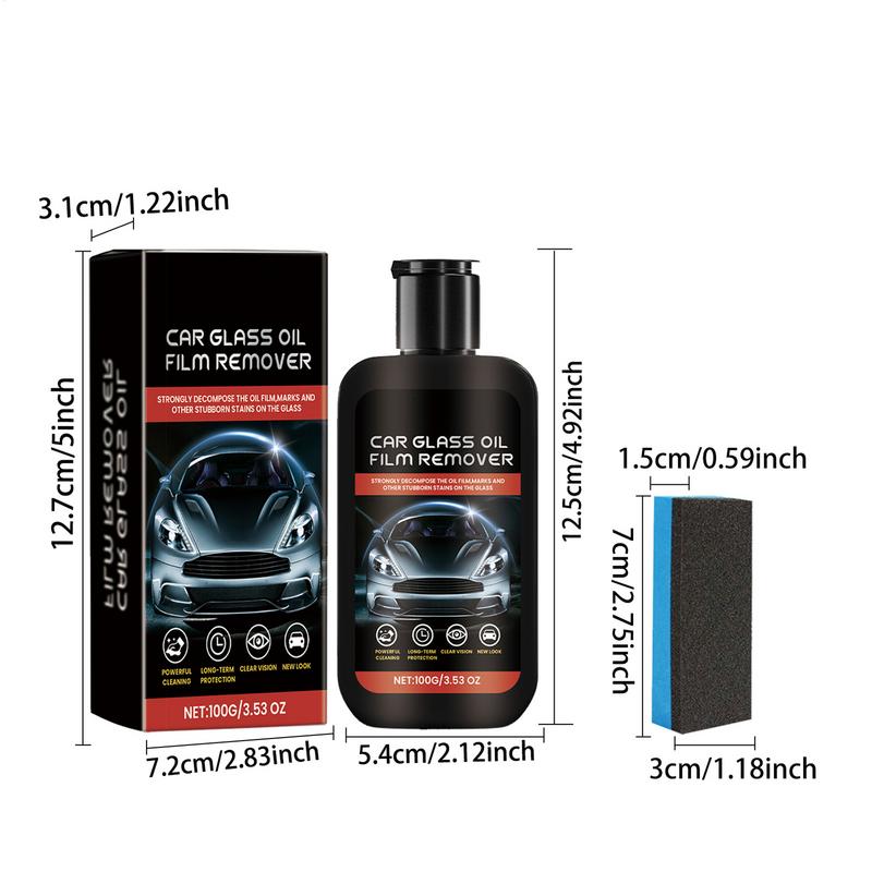 100g Glass Oil Film Removal Cream Auto Windshield Water Stain Remover With Sponge Auto Care Tool For Car Windshield Shower Door