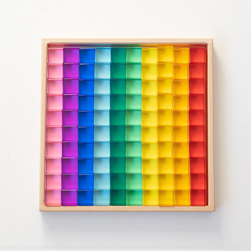 Transparent Rainbow 3D Building Blocks: Educational Acrylic Cubes for Children