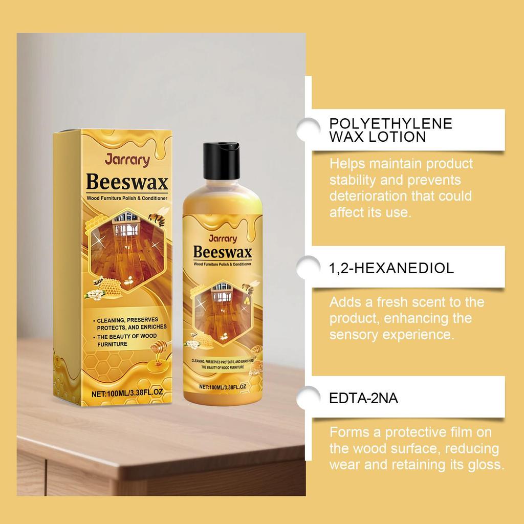 Jarrary Beeswax Wood Furniture Polish & Conditioner, Gentle Cleaning for Dust and Dirt, Restores Natural Shine for Wood Surfaces 1 Set