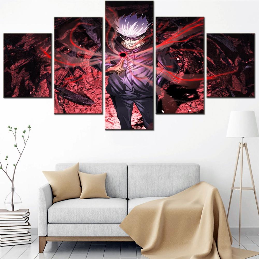 5 Pieces Canvas Wall Arts Animation Poster Painting Jujutsu Kaisen Series-4 Home Decor Wallpaper Picture Print Living Room Mural