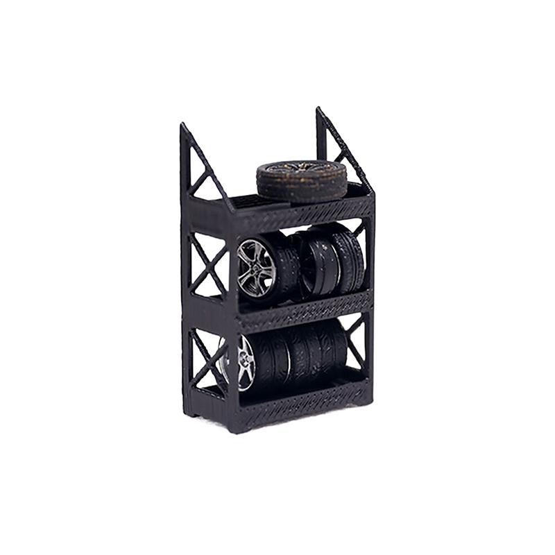 1/64 Scale Model Garage Tire Rack Dioramas Diecast Alloy Car Scene Layout Accessories Miniature Collection