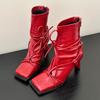Fashion Fashion Square Toe Belt Buckle Ankle Boots for Women Punk Style Cross Tied Back Zip Designer Boots Comfortable Botas Para Mujer