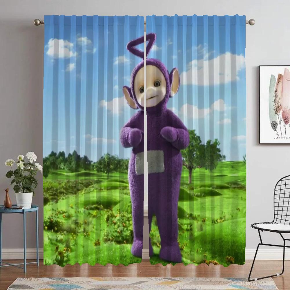 Nowoczesne zasłony do salonu 2 sztuki Teletubbies rolety dziecięce Zasłona zaciemniająca do pokoju 2 panele Dekoracja Halloween przegroda
