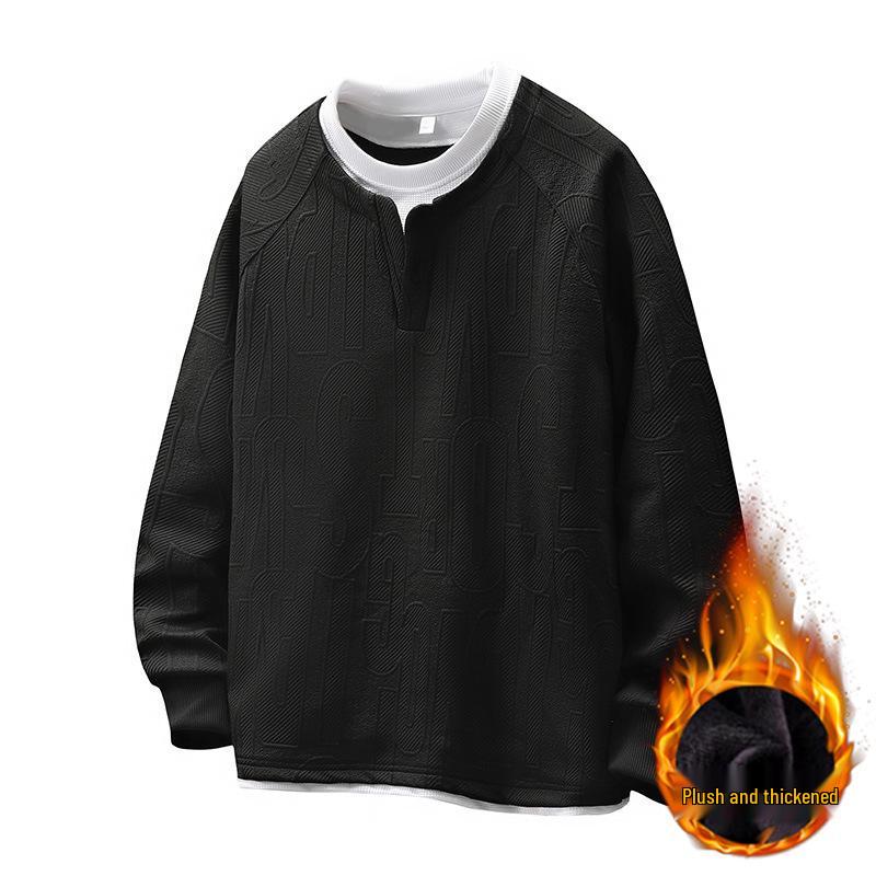 Men's Plus Size Fleece-Lined Two-Piece Style Hoodie - Autumn/Winter Casual Loose Fit