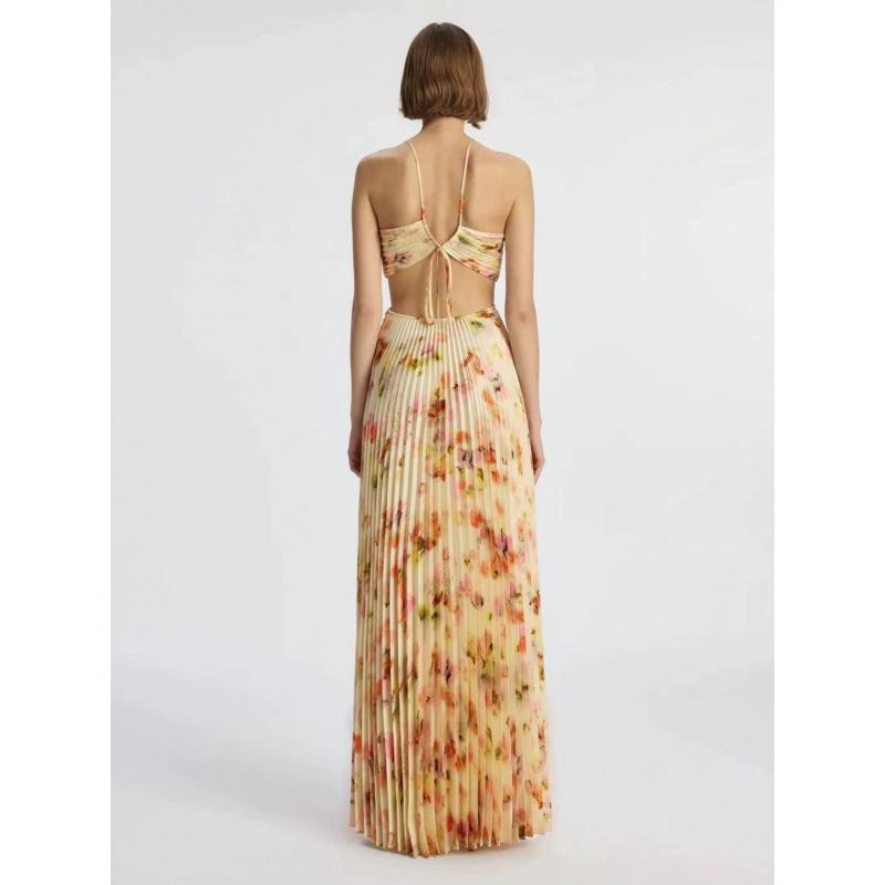 ALC Spaghetti Strap Floral Long Evening Dress - Goddess Style