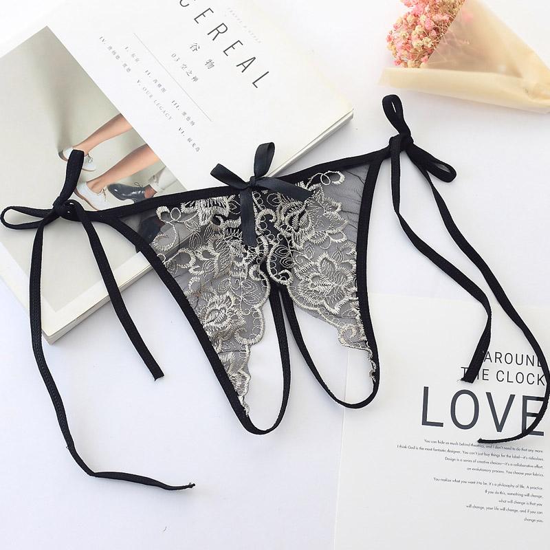 Calcinha sexy lingerie feminina virilha aberta g-string tanga bordado roupa interior feminina k83