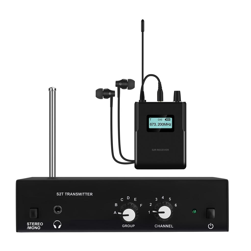 Wireless Monitor System 526MHz to 535MHz Stereo Ear Monitor Transmitter Receiver for Live Streaming