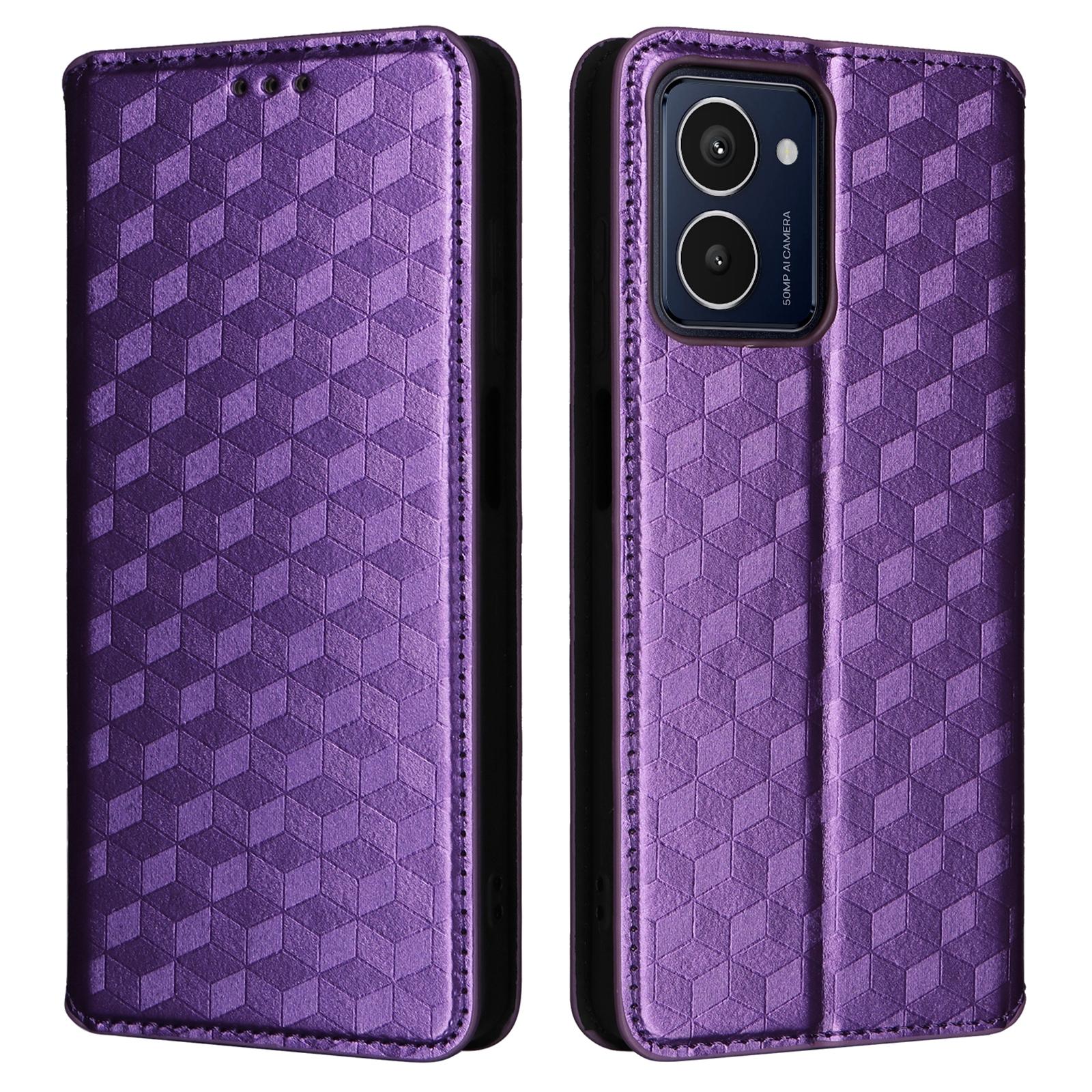 

For HMD Pulse/Pulse Pro/Pulse+ Case Leather Wallet Phone Cover Rhombus Imprinted Purple