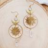Bohemian Gold Sun Earrings With Gemstone Design For Women Summer
