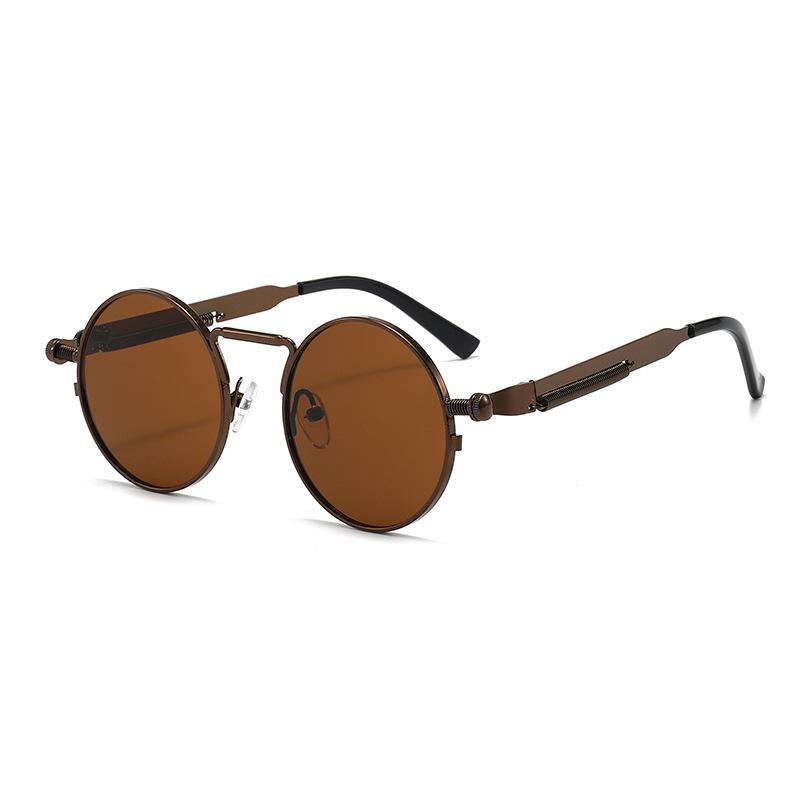 Personalized metal round frame European and American fashion trend punk sunglasses men's high-end spring sunglasses women