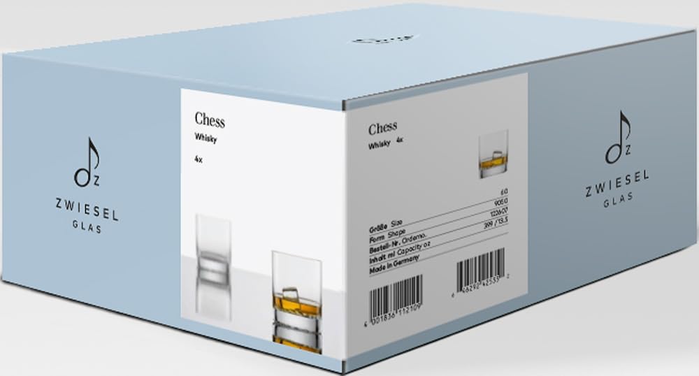 Zwiesel Glass (ZWIESEL GLAS) Shatter-Resistant Chess Tumblers for Whiskey and Hard Liquor, Pair of 2, Machine-Made (m122607)