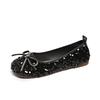 2025Damen Bling Ballerinas Lässige Laufschuhe Frühling Neu Runde Zehenschleife Damenmode Marke Kleid Zapatillas Mujer
