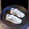 Fashion Leather White Shoes Men Diamond Thick Soled Platform Platform Shoes Large Size 35-46  Leisure Sports Couple Board Shoes 8