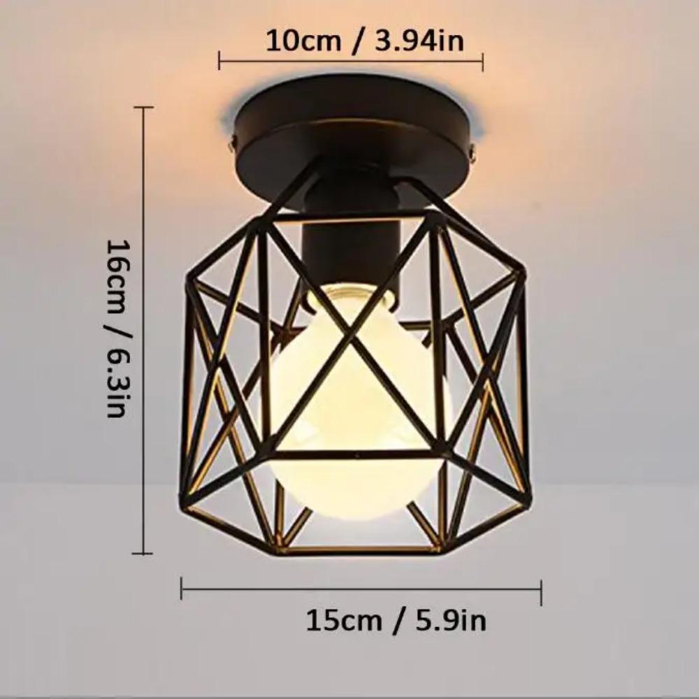Industrial Ceiling Lamp Shade Fixture for Hallway Entrance Aisle Porch Square Diamond Iron Chandelier Pendant Light WY507