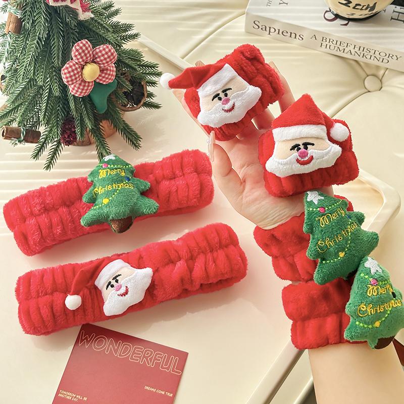 Soft Warm Santa Claus Headband Joyful Christmas Tree Wristband Creative Hairband Home Party Supplies Hair Accessories