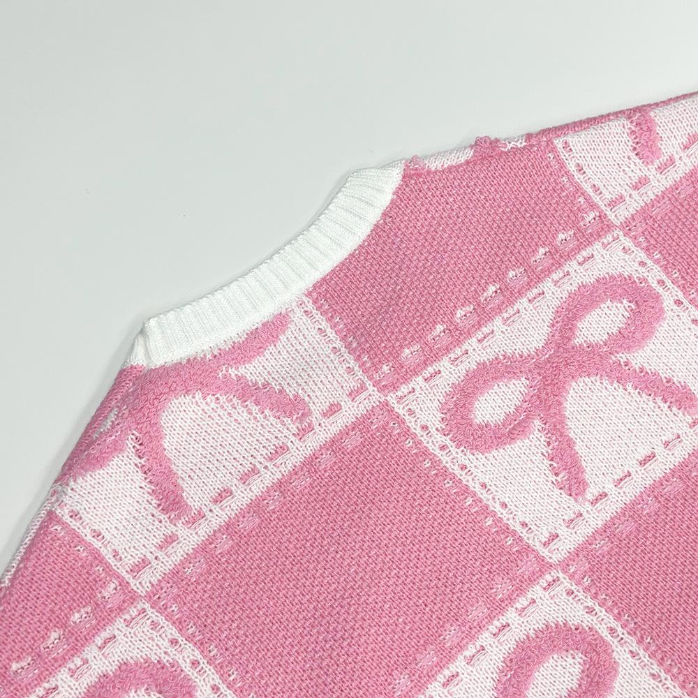 Herbst und Winter Neuer Süßer Weihnachtspullover mit rosa Schleife Gestrickt Lockeres Oberteil Damenbekleidung