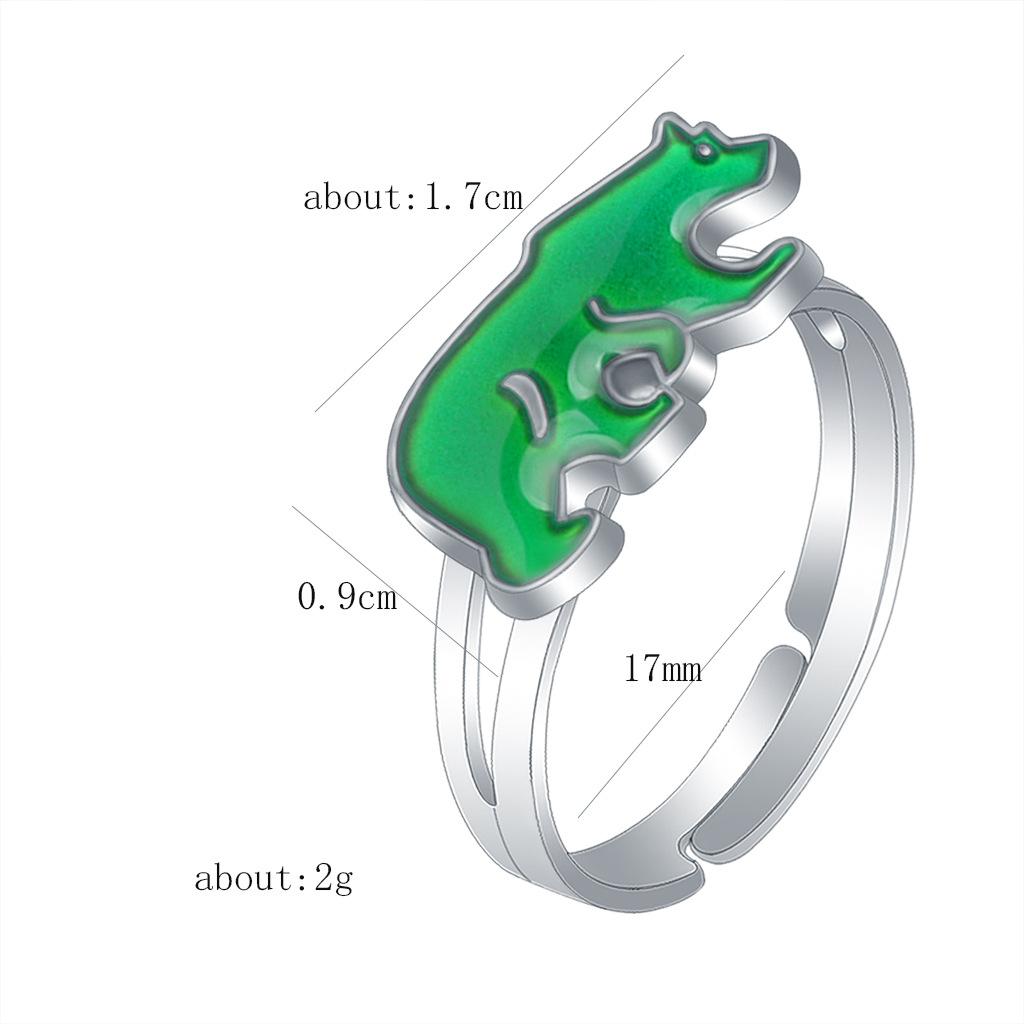 

Mood Rings Cute Cartoon Animal Pattern Sense Temperature Changing Color Opening Adjustable Jewelry Halloween