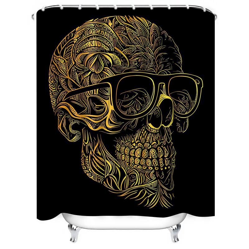 Rideau de douche Tuniu à motif crâne, Design squelette cool, Décoration de salle de bain amusante, Noir et blanc, Cadeau unique pour lui ou elle