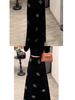 2025 Autumn French Design Black A-line Rhinestone Drape Skirt - Women's Slimming, Versatile, Long Half-Skirt