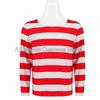 Adult Red & White Striped Cosplay Outfit with Glasses and Hat for Christmas