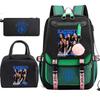Katseye Girl Group Print 3-Piece Set Backpack, Color Block Anti-Gravity School Student Bookbag Large Capacity Lightweight Water-Resistant