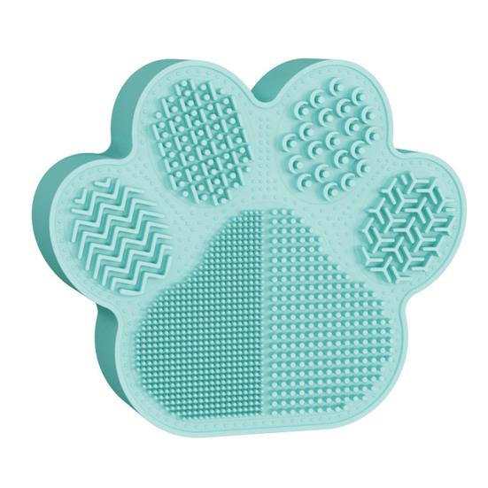 

2-in-1 Makeup Brush Holder Silicone Textured Makeup Brush Cleaning Mat with Drying Holder Cat Paw Shape Brush Organizer for Cleaning And ціан