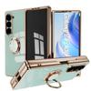 Luxury Plating Metal Ring Holder Phone Case For Samsung Galaxy Z Flip 5 4 / Z Fold 6 7 Flip7 Fold7 5G Silicone Back Cover Funda