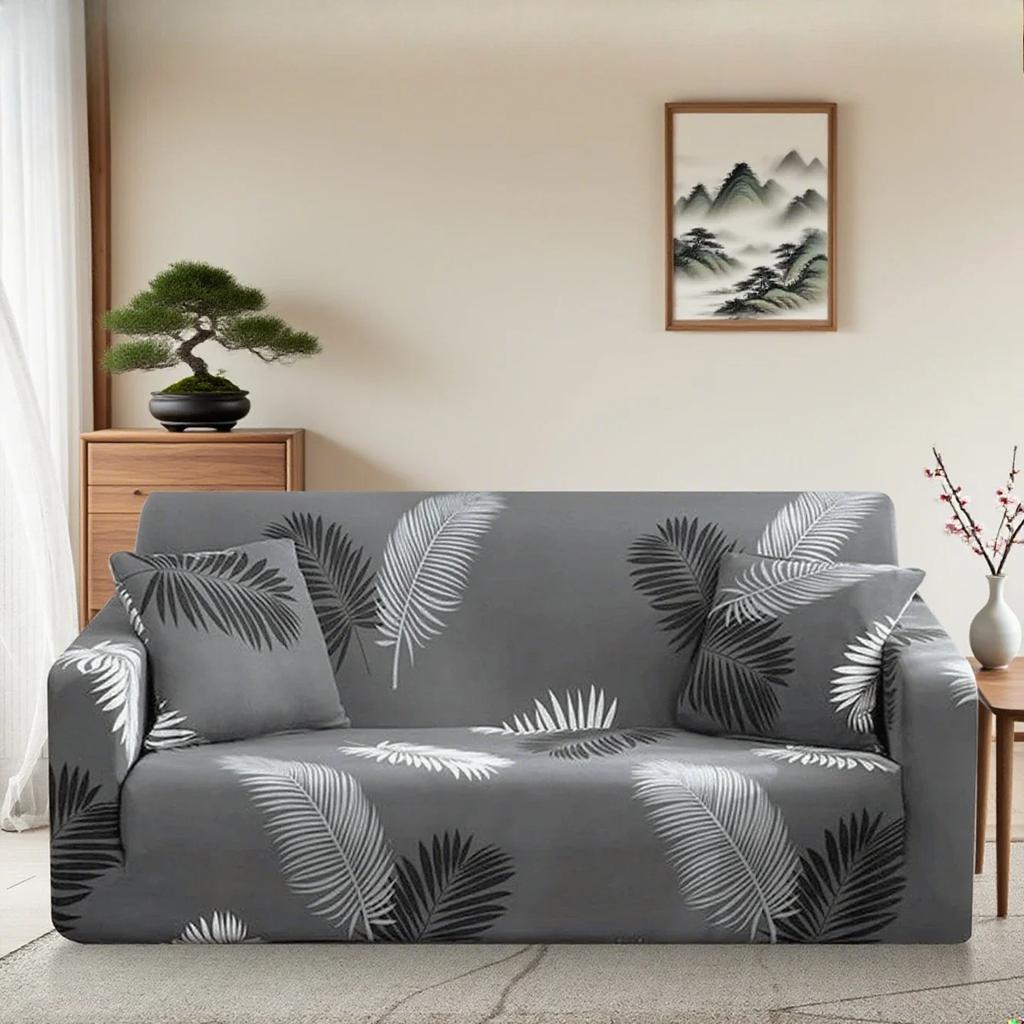 Gedruckter Stretch-Sofabezug mit Kissenbezug, Couchbezug, Möbelschutz für Schlafzimmer, Büro, Wohnzimmer, Heimdekoration