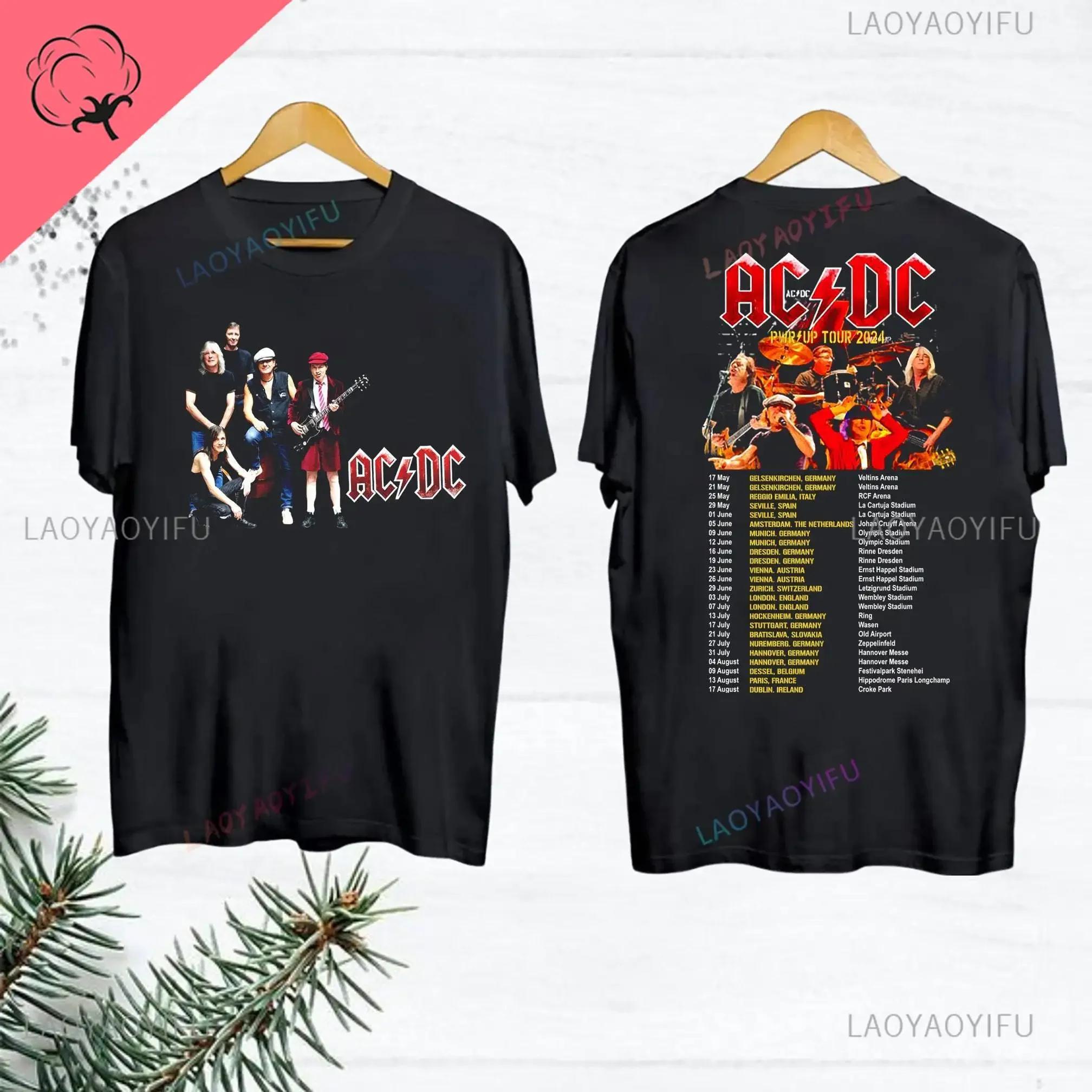 

2024 AC-DC Band 51 Years Rare Vintage T-shirt Those about To Rock Casual Lyrics Short Sleeve Unisex Top TOUR PWRUP Cotton Shirt L