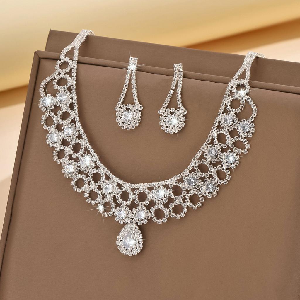 3pcs Bohemian Luxury Style Elegant Women's Rhinestone Necklace Earring Set Weddings Birthdays Beach Parties Dresses Accessories